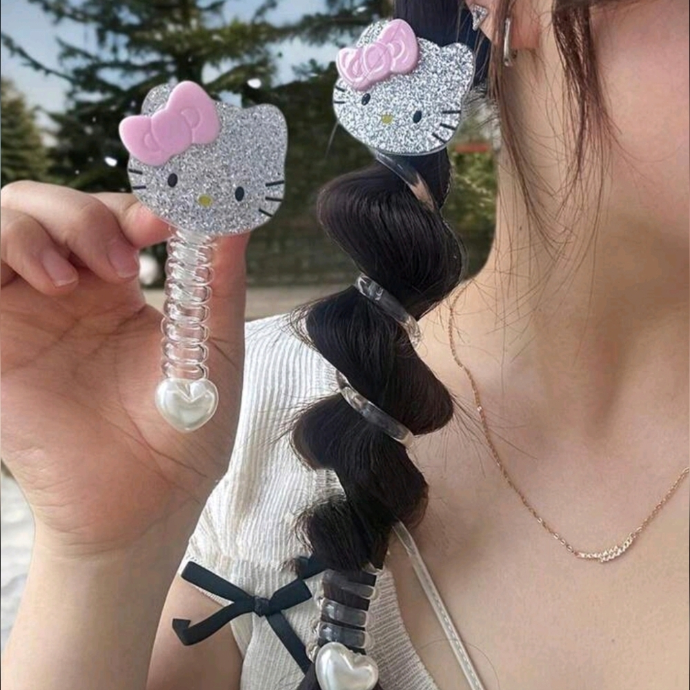 Hello Kitty Silver and Pink Hair Accessories